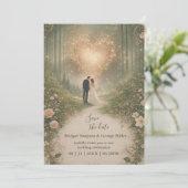 Enchanted Medieval Heart Forest romantic Wedding Kaart (Staand voorkant)