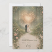 Enchanted Medieval Heart Forest romantic Wedding Kaart (Achterkant)
