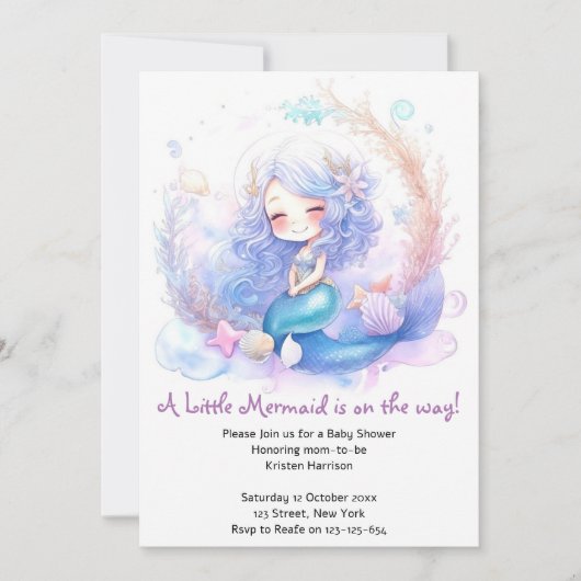 Enchanted Mermaid Baby shower Kaart (Voorkant)