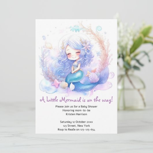 Enchanted Mermaid Baby shower Kaart (Staand voorkant)