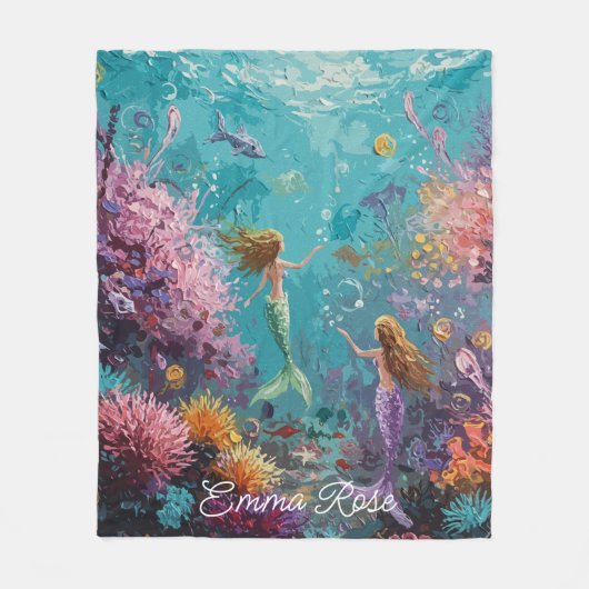 Enchanted Mermaid Underwater Scene Fleece Deken (Voorkant)