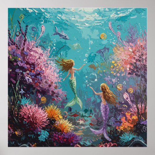 Enchanted Mermaid Underwater Scene Poster (Voorkant)