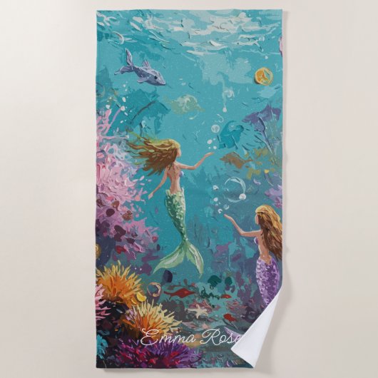 Enchanted Mermaid Underwater Scene Strandlaken (Voorkant)