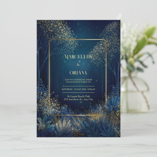 Enchanted Midnight Forest Wedding Kaart (Staand voorkant)