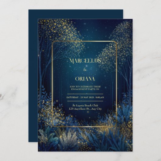 Enchanted Midnight Forest Wedding Kaart (Voorkant / Achterkant)