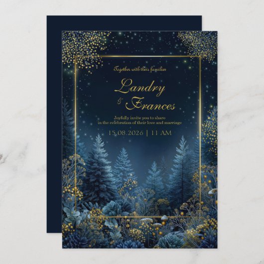 Enchanted Midnight Forest Wedding Kaart (Voorkant / Achterkant)