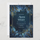 Enchanted Midnight Gold Leaf Forest Wedding Kaart (Voorkant)