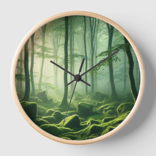 Enchanted Misty Forest Serene Green Woodland Scene