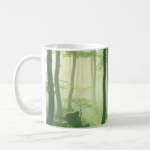 Enchanted Misty Forest Serene Green Woodland Scene Koffiemok