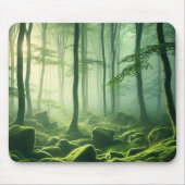 Enchanted Misty Forest Serene Green Woodland Scene Muismat (Voorkant)
