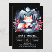 Enchanted Modern Fox Verjaardag digitaal Kaart (Voorkant / Achterkant)