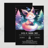 Enchanted Modern Fox Verjaardag digitaal Kaart (Voorkant / Achterkant)