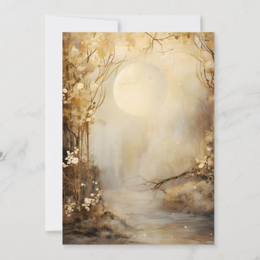 Enchanted Moon Forest Portal Gold Wedding Kaart (Achterkant)