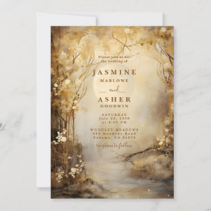 Enchanted Moon Forest Portal Gold Wedding Kaart