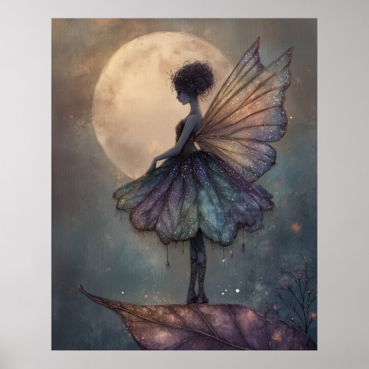 Enchanted Moonlight Fairy Watercolor Fantasy Art Poster (Voorkant)