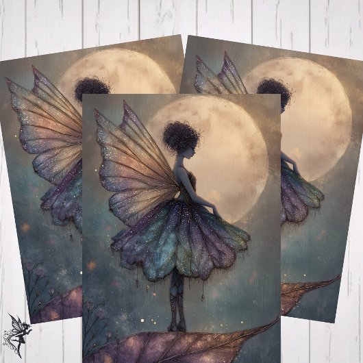 Enchanted Moonlight Fairy Watercolor Fantasy Inpakpapier Vel