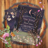 Enchanted Moonlight Floral Forest Wedding Kaart