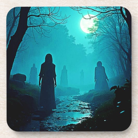 Enchanted Moonlight Forest Spirits Bier Onderzetter (Voorkant)