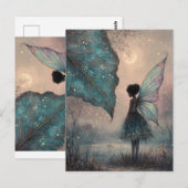 Enchanted Moonlit Leaf Fairy Watercolor Fantasy Briefkaart (Voorkant / Achterkant)