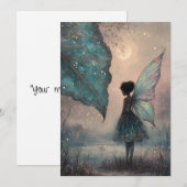Enchanted Moonlit Leaf Fairy Watercolor Fantasy Kaart (Voorkant / Achterkant)