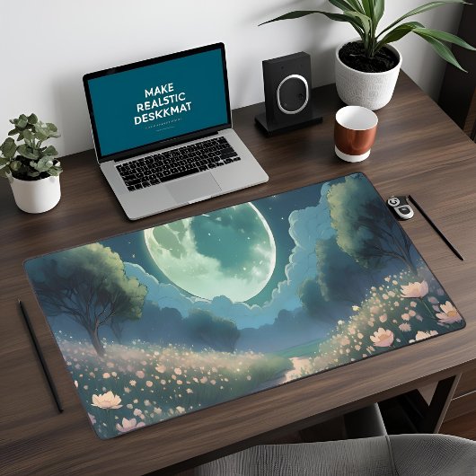 Enchanted Moonlit Meadow Large Desk Mat