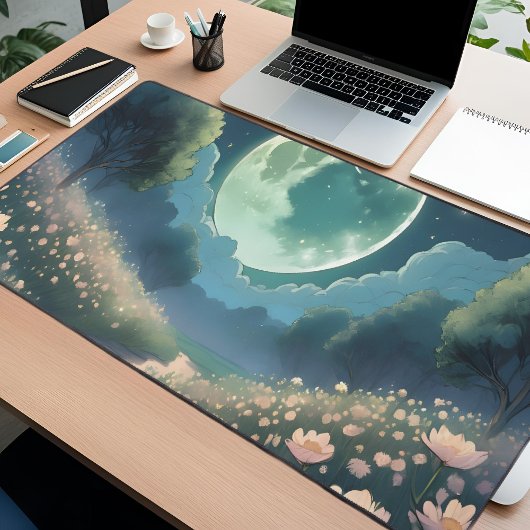 Enchanted Moonlit Meadow Large Desk Mat