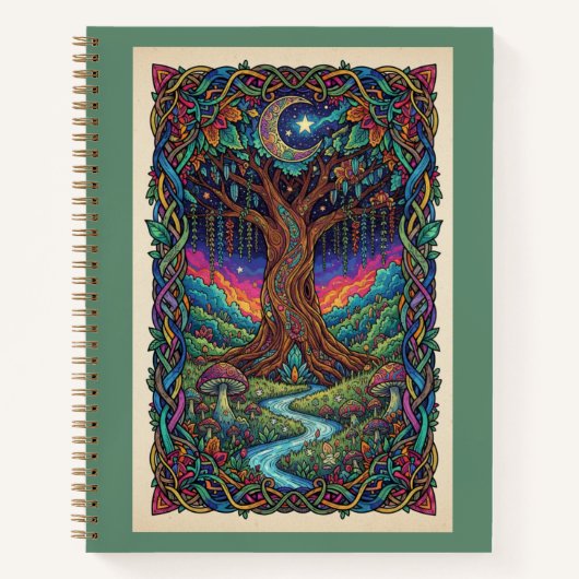 Enchanted Moonlit Tree of Life Zentangle Journal Notitieboek (Voorkant)