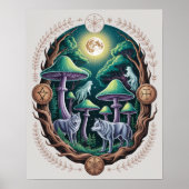 Enchanted Moonlit Wolves and Psychedelic Mushrooms Poster (Voorkant)