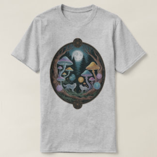 Enchanted Moonlit Wolves and Psychedelic Mushrooms T-shirt