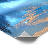 Enchanted Mountain Lake, een Mystical Blue Mist Poster (Hoek)