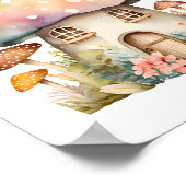 Enchanted Mushroom Cottage Waterverf Poster (Hoek)