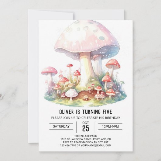 Enchanted Mushroom Fantasy Verjaardag Kaart (Voorkant)