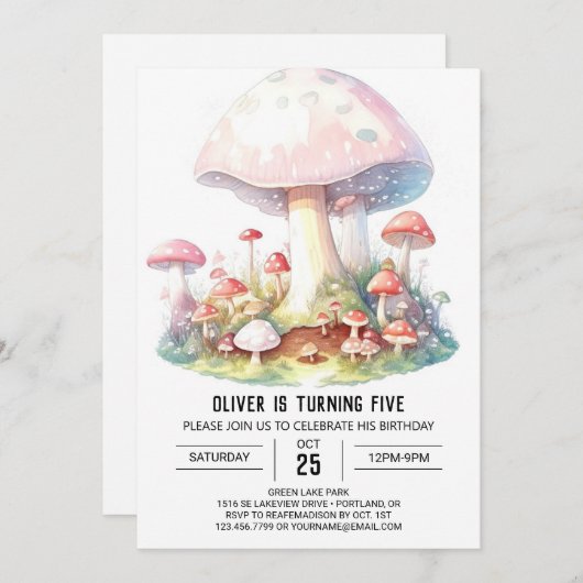 Enchanted Mushroom Fantasy Verjaardag Kaart (Voorkant / Achterkant)