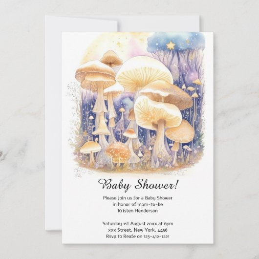 Enchanted Mushroom Forest Baby shower Invitation Kaart (Voorkant)