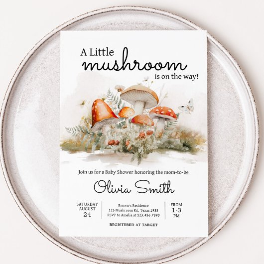 Enchanted Mushroom Forest Baby shower Kaart
