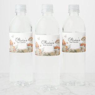 Enchanted Mushroom Forest Baby shower Waterfles Etiket