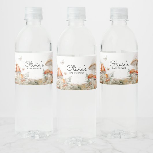 Enchanted Mushroom Forest Baby shower Waterfles Etiket (Flessen)