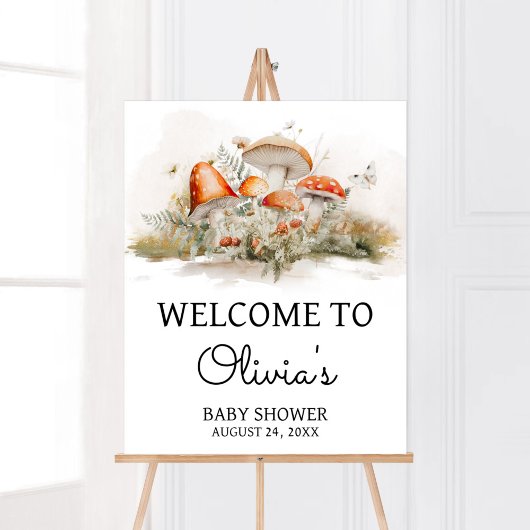 Enchanted Mushroom Forest Baby shower Welkom Poster