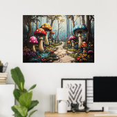 Enchanted Mushroom Forest beroemd gemaakt door Whi Poster (Thuiskantoor)