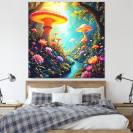 Enchanted Mushroom Forest Dream Canvas Afdruk