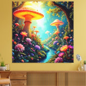Enchanted Mushroom Forest Dream Canvas Afdruk (Insitu (Woonkamer))