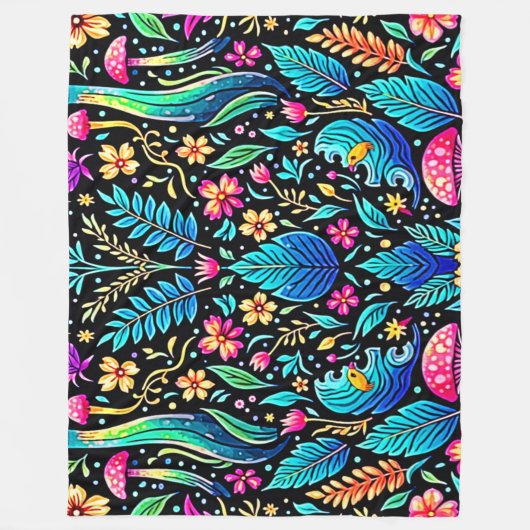 Enchanted Mushroom Forest Dream Fleece Deken (Voorkant)