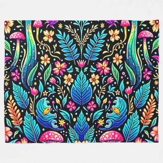 Enchanted Mushroom Forest Dream Fleece Deken (Voorkant (Horizontaal))