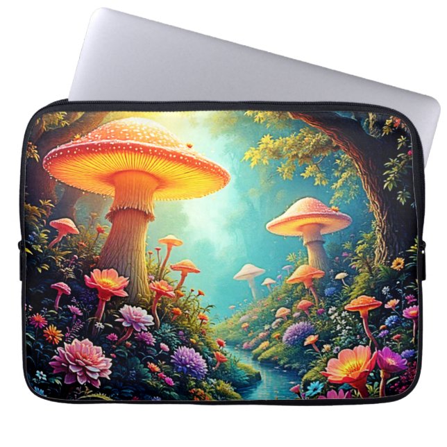 Enchanted Mushroom Forest Dream Laptop Sleeve (Voorkant)