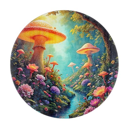 Enchanted Mushroom Forest Dream Snijplank (Voorkant)