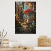 Enchanted Mushroom Forest – Een grillig bos Poster (Keuken)