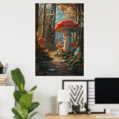 Enchanted Mushroom Forest – Een grillig bos Poster (Thuiskantoor)
