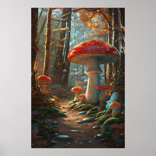 Enchanted Mushroom Forest – Een grillig bos Poster (Voorkant)