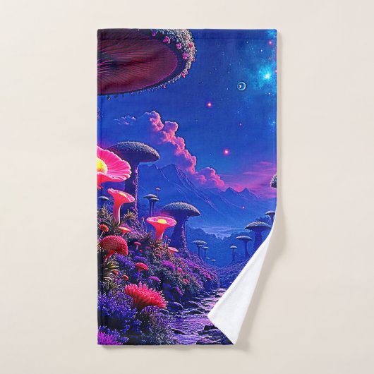 Enchanted Mushroom Forest Night Design Bad Handdoek (Handdoek)