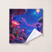 Enchanted Mushroom Forest Night Design Bad Handdoek (Wasdoekje)